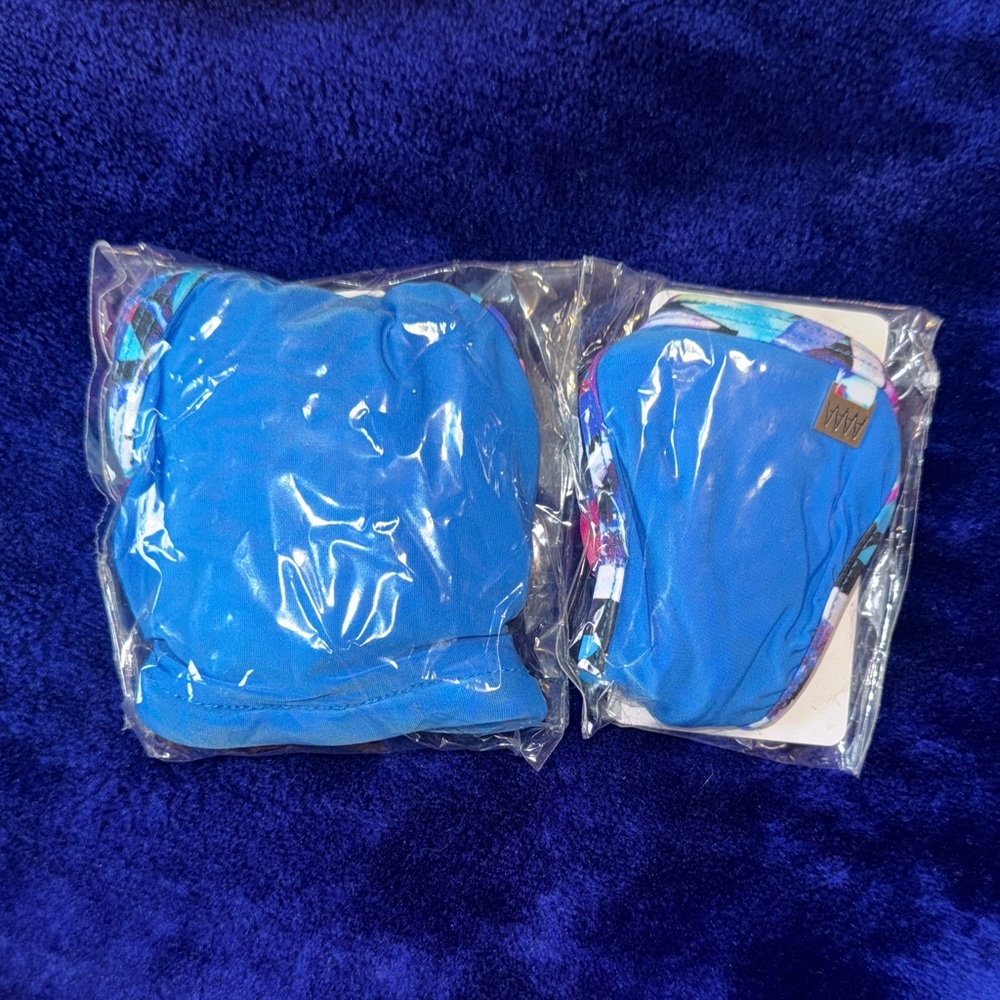 NEW - 317 & 456 multi blue tri top / triangle back bikini Medium